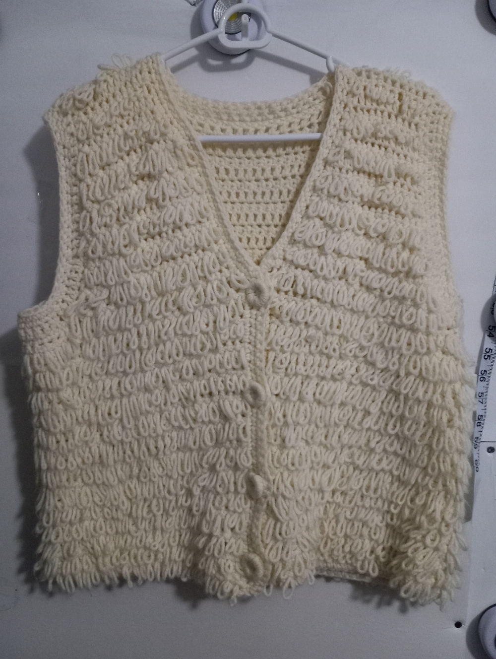 Hand-knit Crochet Handmade Loop Stitch Hippie Sweater Vest Layer Cottagecore